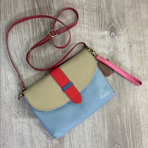 Colorblock Crossbody Bag in Blue, Cream & Red by Soruka